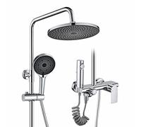 Exposed Shower System Luxury Shower Faucet Kit Sinlge Handle Exposed Shower Set with Hand Held Spray, Bidet Sprayer,Chrome