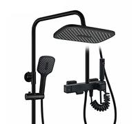 Exposed Shower System with Shower Head, Adjustable Handheld Sprayer and Tub Spout and Bidet Faucet, Wall Mount High Flow Bathroom Mixer Combo Set,Black