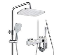 Exposed Shower System with Shower Head, Adjustable Handheld Sprayer and Tub Spout and Bidet Faucet, Wall Mount High Flow Bathroom Mixer Combo Set,Chrome