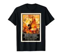 Exposición del Imperio Británico - Pasado y Presente de Gran Bretaña 1924 Camiseta gráfica económica, Hombre, Negro, XL