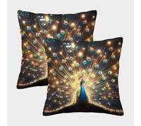 Exposición Peacock-Fantasy Wildlife Art Fundas Cojines para Sofá 2 Piezas Disponible Todas Las Estaciones Funda De Almohada Modernas Decorativa Funda De Cojines De Estar Dormitorio 50x50cm