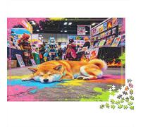 Exposición Shiba Inu Bonito Puzzle de 1000 Piezas Material Papel Puzzle para Adultos Escena Artística Colorida Relax Familiar Decoración Regalo 52x38cm/1000pcs