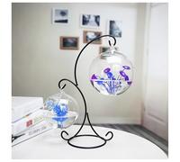 Expositor Colgante De Hierro En Forma De S, Pecera PequeñA De Vidrio Transparente, Ideal para Decoraciones NavideñAs Y De Bodas.-Dark Brown