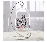 Expositor Colgante De Hierro En Forma De S, Pecera PequeñA De Vidrio Transparente, Ideal para Decoraciones NavideñAs Y De Bodas.-White