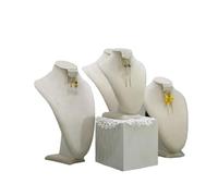 Expositor Collares 1 expositor de joyas de terciopelo sedoso, organizador de joyas, collares, colgantes, maniquí, busto, expositor.(Beige,M)