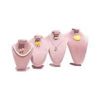 Expositor Collares 1 expositor de joyas de terciopelo sedoso, organizador de joyas, collares, colgantes, maniquí, busto, expositor.(Pink,S)