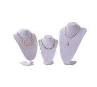 Expositor Collares Exhibidor de collares y colgantes de terciopelo, expositor de joyas, busto de maniquí, escaparate de collares y colgantes(GRAY,L)