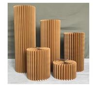 expositor con columnas de origami， Columnas de papel plegables cartón, centro mesa romano for decoración cumpleaños(Brown Diameter 30cm)