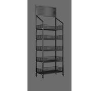 Expositor con Ruedas para Tiendas, Organizador de Snacks, Carrito para exhibir Papas Fritas de Caramelo para supermercados y cocinas domésticas.(Black,60x27x140cm)
