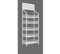 Expositor con Ruedas para Tiendas, Organizador de Snacks, Carrito para exhibir Papas Fritas de Caramelo para supermercados y cocinas domésticas.(Blanco,50x27x165cm)