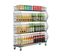 Expositor De Aperitivos De 4 O 5 Niveles, Organizador Y Soporte Para Supermercados, Estantería Comercial De Acero Al Carbono De Alta Resistencia Para Frutas Y Verduras(Black,4 Tier-90x45x110cm)