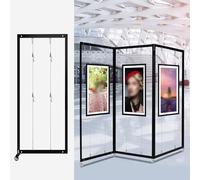 Expositor de Arte Ajustable - 8 Paneles de exhibición Independientes de 80 x 180 cm con Ganchos y Cables metálicos para Pinturas, Publicidad, ferias y Eventos.