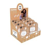 Expositor de auriculares bluetooth tech one tech tec1420/ con estuche de carga/ autonomía 5h/ blancos/ incluye 8 auriculares