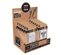 Expositor de Auriculares Tech One Tech EarTECH TEC1003 / con Micrófono/ Jack 3.5/ Incluye 6 Auriculares Blancos y 6 Auriculares Negros