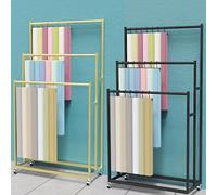 Expositor De Bufandas Con Ruedas Giratorias De 360°, Expositor De Muestras De Cortinas, Móvil, De Tres Niveles, Apto Para Colgar Toallas, Corbatas Y Cinturones, Ideal Para Boutiques(Gold,150x180cm)