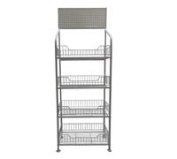 Expositor de caramelos de 4 niveles, metal con ruedas, para cocina, salón, oficina, baño y garaje, estante blanco versátil, 50 x 27 x 140 cm