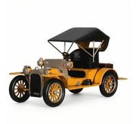 Expositor de Coche Clásico Retro Auto Antiguo Miniatura Maqueta Adorno de Metal con Parrilla Techo Tipo Toldo y Acabado Nostálgico Adecuado para Estantería Escritorio Entrada Salón Bar , Amarillo