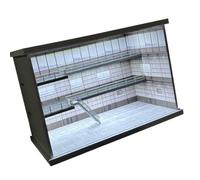 Expositor de coche modelo de escritorio, escala 1/64, diseño de garaje iluminado con estructura de PVC y cubierta frontal transparente, soporte de coche fundido a presión, lugar de estacionamiento en
