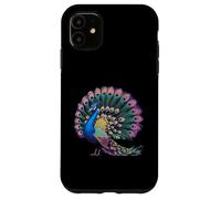Expositor de cola magnífica de plumas de pavo real vibrantes Carcasa para iPhone 11