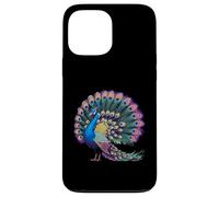Expositor de cola magnífica de plumas de pavo real vibrantes Carcasa para iPhone 13 Pro Max