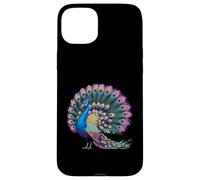 Expositor de cola magnífica de plumas de pavo real vibrantes Carcasa para iPhone 15 Plus