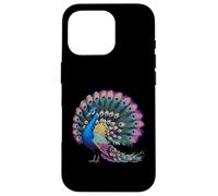 Expositor de cola magnífica de plumas de pavo real vibrantes Carcasa para iPhone 16 Pro