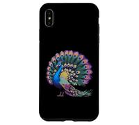 Expositor de cola magnífica de plumas de pavo real vibrantes Carcasa para iPhone XS Max