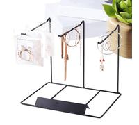 Expositor de collares - colgador de pendientes - Estante de almacenamiento de joyas negro estético decoración de habitación para baño, tocador, tocador, estante de mesa