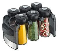 Expositor de especias con 6 vasos, color negro