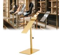 Expositor De Exhibición De Zapatos De Acero Inoxidable, Zapatero Metálico De Altura Y Ángulo Ajustables, Elevador De Zapatos Comercial para Mostrador con Base Cuadrada(B Gold,6 Pack)