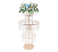 Expositor de flores de cristal de 5 niveles: elegante base redonda for bodas, fiestas y decoración del hogar.(Gold)