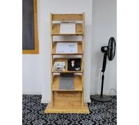 Expositor de folletos comerciales - Estante de madera para datos de 4 capas para áreas de recepción pública - Organizador de folletos para oficinas/salas de espera/ferias comerciales (grande - 155 x