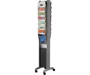 Expositor de folletos, móvil Paperflow, 16 compartimentos, H x A x P 1675 x 300 x 385 mm