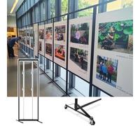 Expositor de fotos independiente con base de soporte, panel de exposición de arte móvil para pinturas, carteles y señalización, ideal para ferias, galerías y eventos