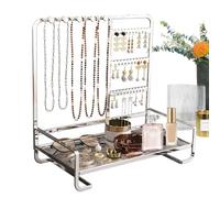 Expositor de joyas de metal | Soporte para joyas estético | Soporte para collares | Expositor de brazaletes | Colgador de pendientes | Torre de joyas para pulseras, anillos