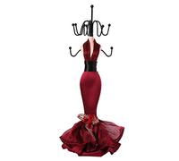 Expositor de joyas, soporte de joyas, 4 piezas colgante pendientes pulsera anillo zapatos vestido expositor modelo de joyería (Vino rojo)(Burdeos pequeño modelo)