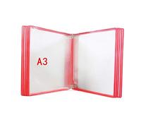 Expositor de libro abatible montado en la pared con 10 paneles y 20 bolsillos para organización y almacenamiento de documentos