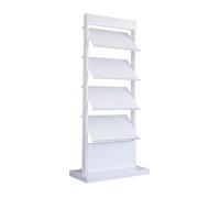 Expositor de Literatura de Metal, Revistero de Pie Robusto y Funcional, Soporte para Folletos, Marco para Paneles o Bolsillos, para Uso Intensivo en Entornos Comerciales,Blanca