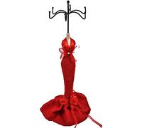 Expositor de maniquíes decorativos de época para collares, pendientes, colgantes, pulseras de tela con gancho de madera y metal de H.40cm color rojo