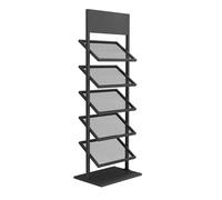 Expositor De Materiales De Construcción De Hierro,Estante De Almacenamiento De Muestras De Azulejos, Expositor Baldosas Suelo 5 Cuadrículas, para Ferias Comerciales(Black,18.5*13.8*59.1in)