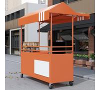 Expositor de Mercado para Vendedores al Aire Libre, Carrito de exhibición para vendedores, puesto de helados y perros calientes, para el mercado de agricultores(Orange,140cm/55.1in)