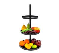 Expositor de metal negro con 3 estantes, 56 x 30 cm, bandeja decorativa con 3 niveles, soporte para tartas, soporte para platos, soporte para aperitivos, frutas, pasteles y postres