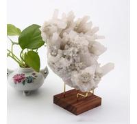 Expositor de minerales - elegante soporte de piedra natural, vitrina de geodas y cristal, base de madera, soporte de caballete de pantalla, soporte de exhibición ajustable, piedras para ineral