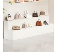 Expositor de papel plegable con estantes, diseño de escalera para exposiciones, muestras, cosméticos, bolsos, zapatos, uso comercial, escaparate portátil y elegante