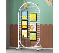 Expositor de Pared con Rejilla móvil - Torre metálica con Base Triangular para ferias de artesanía, Bodas y Eventos - 120 x 100 cm (47 x 39 Pulgadas) - Blanco