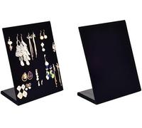 Expositor de pendientes, juego de 2 expositores de joyas de terciopelo negro en forma de L, organizador de joyas para mujer para pendientes colgantes y de tachuela, 60 agujeros para 30 pares de