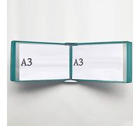 Expositor de pósteres tipo libro animado para mont Estante de exhibición catálogo 10 páginas y 20 bolsillos montado en la pared A3 for carteles folletos(Q)