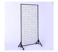 Expositor de Rejilla de Pared Resistente con Ruedas, Color Negro, 80 x 160 cm, Torre de Rejilla móvil para exposiciones de Arte y artesanía, comercialización minorista y exhibición de Evento