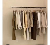 Expositor de Ropa de Pared，Barra de Ropa de Hierro de Tubería Industrial Negra，Barra para Colgar Ropa para Cuarto de Lavado，Barra Colgante Multiusos para Armario，para Ropa/Abrigos/Faldas