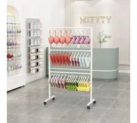Expositor de Ropa Interior de pie con Ruedas, Estante de Almacenamiento minorista de Doble Cara para boutiques, Organizador para Sujetadores, Pantalones Cortos, Trajes de baño, Cal